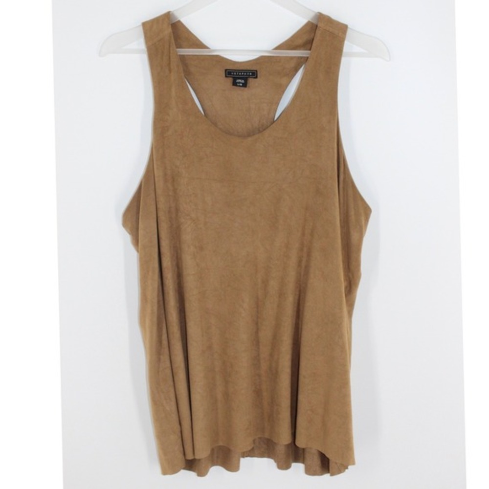 Metaphor Tank Top Faux Suede Racerback‎ Size L Brown